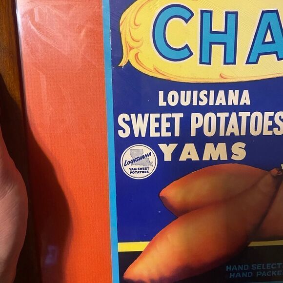 Vintage Framed LSU tigers champs Louisiana sweet potatoes and yams crate label - Picture 2 of 4